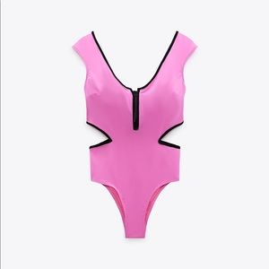 Zara side cut out zipper retro swimsuit